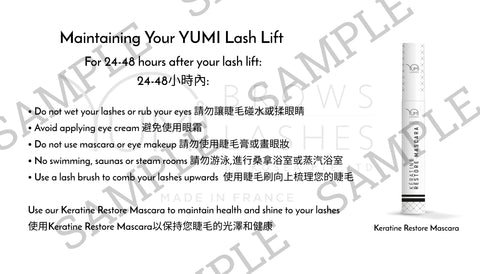 YUMI Lashes Aftercare Cards (Pack of 100)